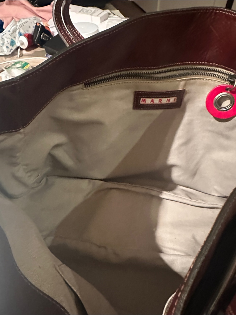 Vintage Marni Deep Burgundy Leather Shoulder Bag with Circular Hardware - Picture 7 of 8